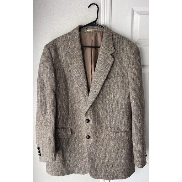 Harris Tweed Sport Coat Blazer 44 Beige Multicolor Handwoven Wool Old Money - Picture 2 of 16